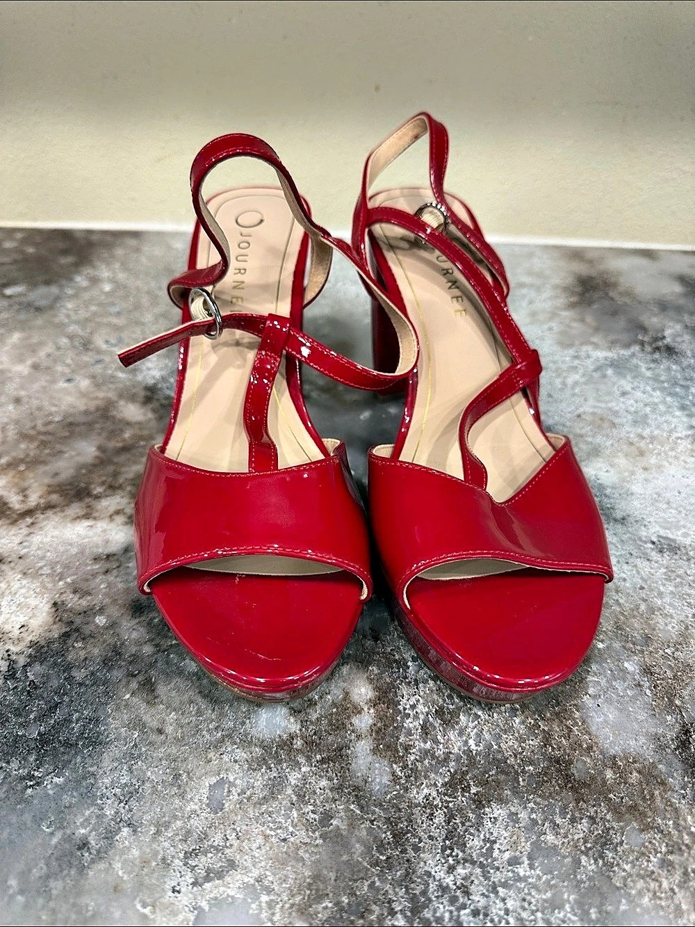 Journee Collection Nalie Platform Dress Sandal Red Patent Heels